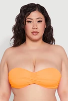 Womens Plus Size Twist Front Bandeau Bikini Top, Orange, Size 1X