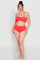 Womens Plus Size Twist Front Swim Bikini Top, Red, Size 1X