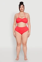 Womens Plus Size Twist Front Swim Bikini Top, Red, Size 3X