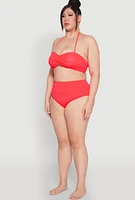 Womens Plus Size Twist Front Swim Bikini Top, Red, Size 1X