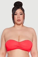 Womens Plus Size Twist Front Swim Bikini Top, Red, Size 1X