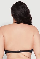 Womens Plus Size Twist Front Bandeau Swim Bikini Top, Black, Size 2X