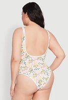 Womens Plus Size Citrus Pattern One Piece Swimsuit, Multi, Size 3X