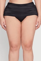 Womens Plus Size Ruched Drawstring Swim Skirt, Black, Size 2X