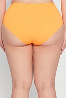 Womens Plus Solid High Waisted Hipster Bikini Bottoms, Orange,