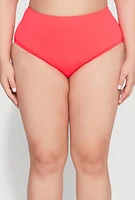 Womens Plus High Waist Swim Bikini Bottoms, Orange,