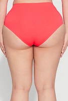 Womens Plus Size High Waist Swim Bikini Bottoms, Red, Size 1X