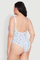 Womens Plus Size Gingham Island Print One Piece Swimsuit, Multi, Size 2X
