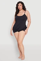 Womens Plus Size Tankini and Bikini Bottoms Set, Black, Size 12