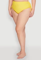 Womens Plus Size Printed Tankini and Bikini Bottoms Set, Yellow, Size 18