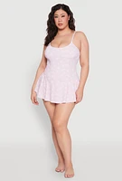 Womens Plus Size Butterfly Print Swim Dress, Purple, Size 14