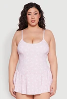 Womens Plus Size Butterfly Print Swim Dress, Purple, Size 14