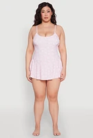 Womens Plus Size Butterfly Print Swim Dress, Purple, Size 14