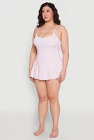 Womens Plus Size Butterfly Print Swim Dress, Purple, Size 14