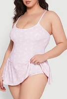 Womens Plus Size Butterfly Print Swim Dress, Purple, Size 14