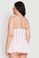 Womens Plus Striped Swim Dress, Multi,