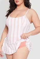 Womens Plus Striped Swim Dress, Multi,