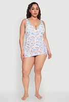 Womens Plus Size Tropical Stamp Print Sarong Cover Up, Multi, Size 2X