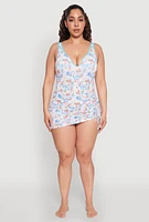 Womens Plus Size Tropical Stamp Print Sarong Cover Up, Multi, Size 2X