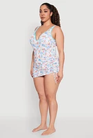 Womens Plus Size Tropical Stamp Print Sarong Cover Up, Multi, Size 2X