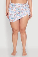 Womens Plus Size Tropical Stamp Print Sarong Cover Up, Multi, Size 2X