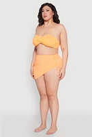 Womens Plus Size Side Ruched Sarong Cover Up, Orange, Size 1X