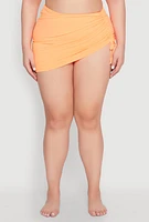Womens Plus Size Side Ruched Sarong Cover Up, Orange, Size 1X