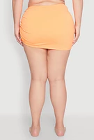 Womens Plus Size Side Ruched Sarong Cover Up, Orange, Size 1X