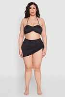 Womens Plus Size Solid Side Ruched Sarong Cover Up, Black, Size 3X
