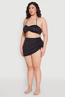 Womens Plus Size Solid Side Ruched Sarong Cover Up, Black, Size 3X