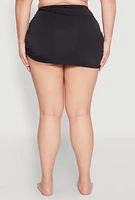 Womens Plus Size Solid Side Ruched Sarong Cover Up, Black, Size 3X