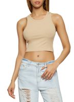 Womens Ribbed Racerback Cropped Tank Top, M