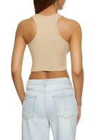 Womens Ribbed Racerback Cropped Tank Top, M