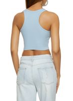 Womens Ribbed Racerback Cropped Tank Top, Blue, Size L