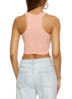 Womens Ribbed Racerback Cropped Tank Top, Pink, Size L