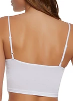 Womens Square Neck Hanky Hem Crop Top, White, Size M
