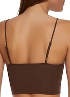 Womens Square Neck Hanky Hem Crop Top, M