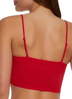 Womens Square Neck Hanky Hem Crop Top, Red, Size M