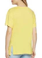 Womens One Pocket Crew Neck Tee, Yellow, Size S