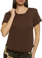 Womens Rolled Cuff Basic Tee, S