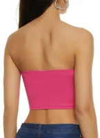 Womens Solid Spandex Tube Top, Pink, Size M