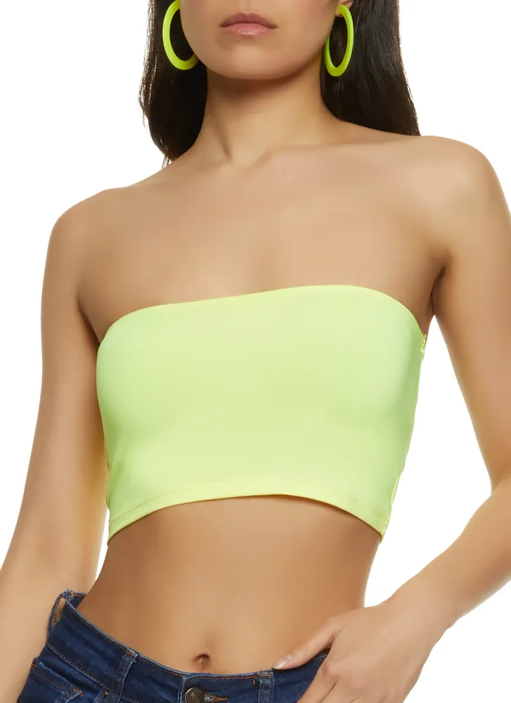 Womens Solid Spandex Tube Top, Green, Size M