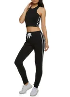 Womens Varsity Striped Racerback Tank Top, Black, Size L