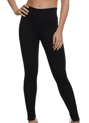 Womens Solid Wide Waist Leggings,