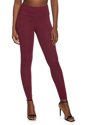 Womens Solid Wide Waist Leggings,