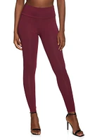 Womens Solid Wide Waist Leggings,