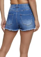 Womens WAX Frayed Denim Shorts, Blue, Size M