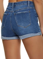 Womens WAX Button Up Denim Shorts,