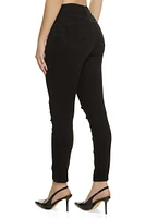 Womens WAX Distressed Skinny Jeans, Black,
