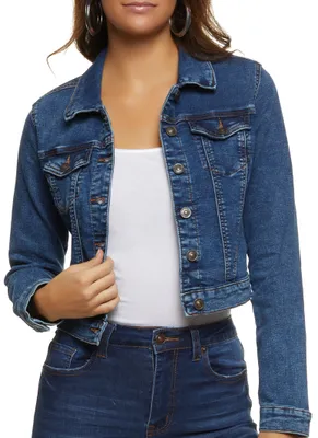 Womens WAX Basic Denim Jacket, Blue, Size M